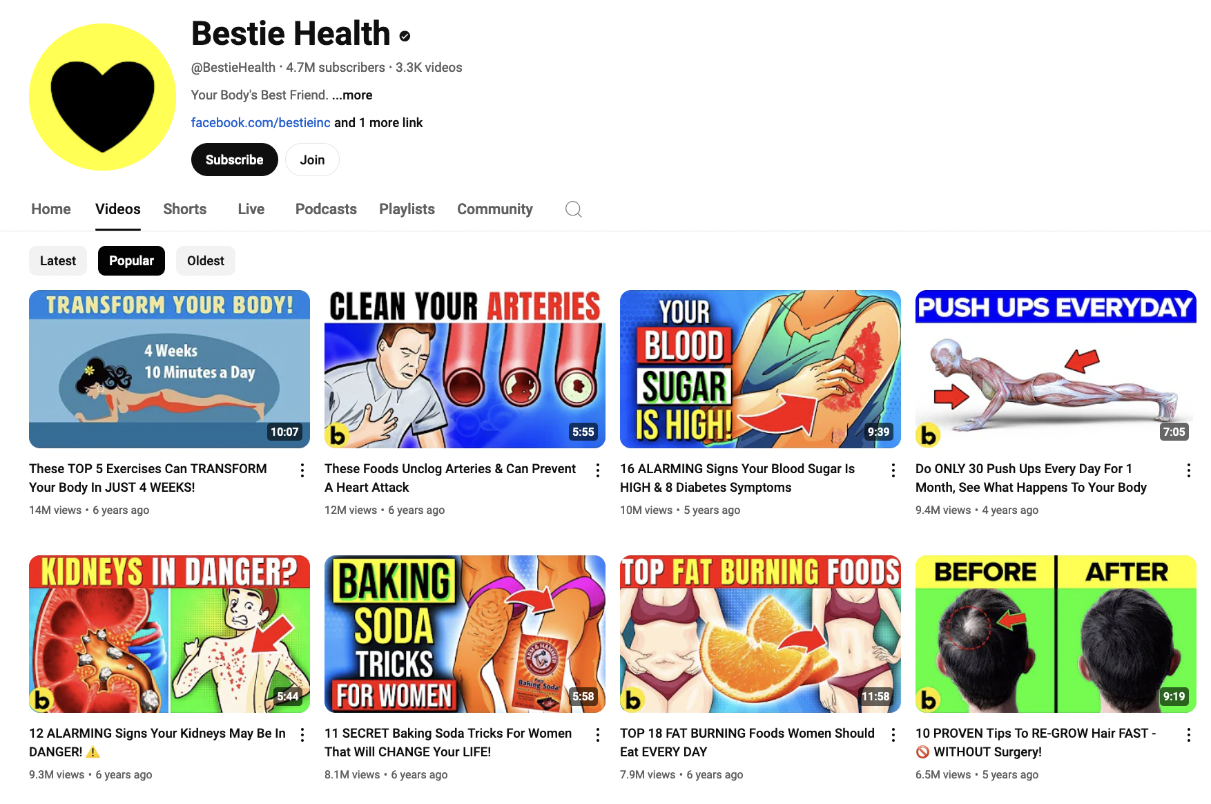 Bestie Health YouTube Channel