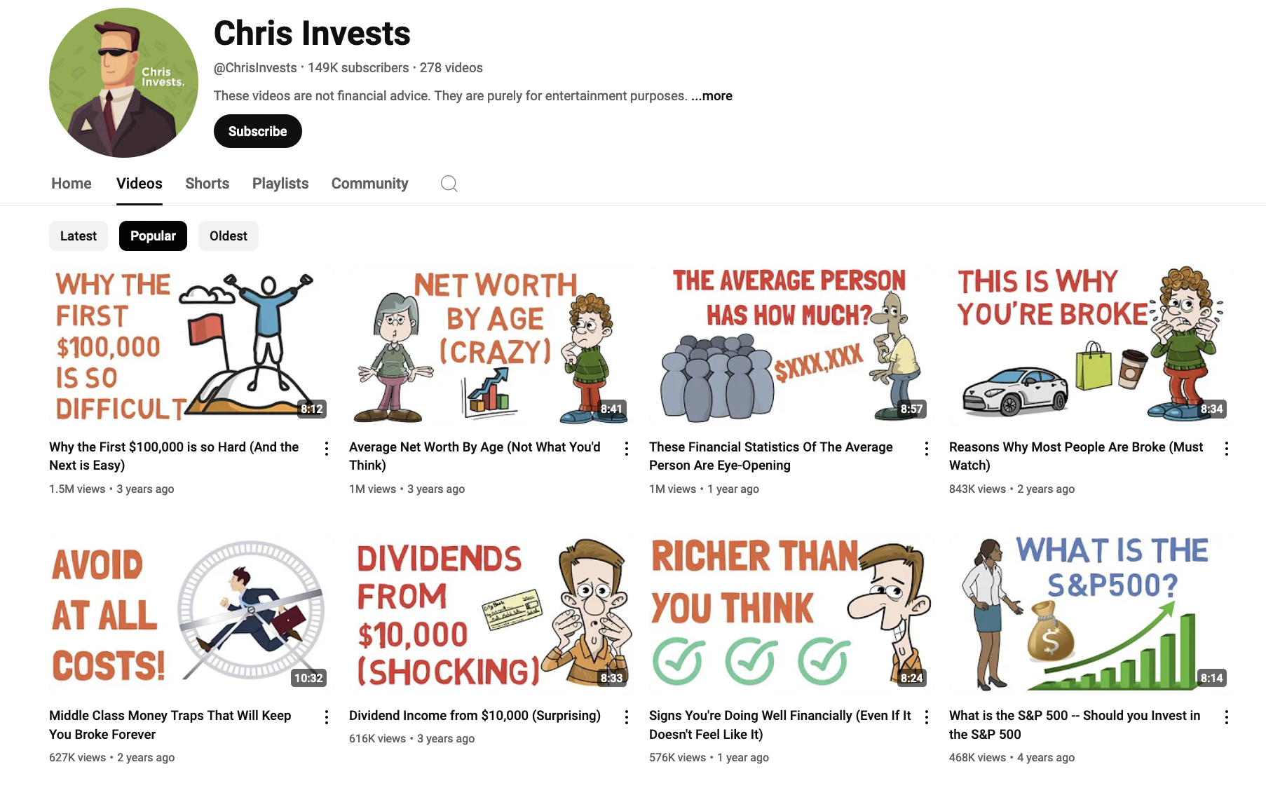 Chris Invests YouTube Channel