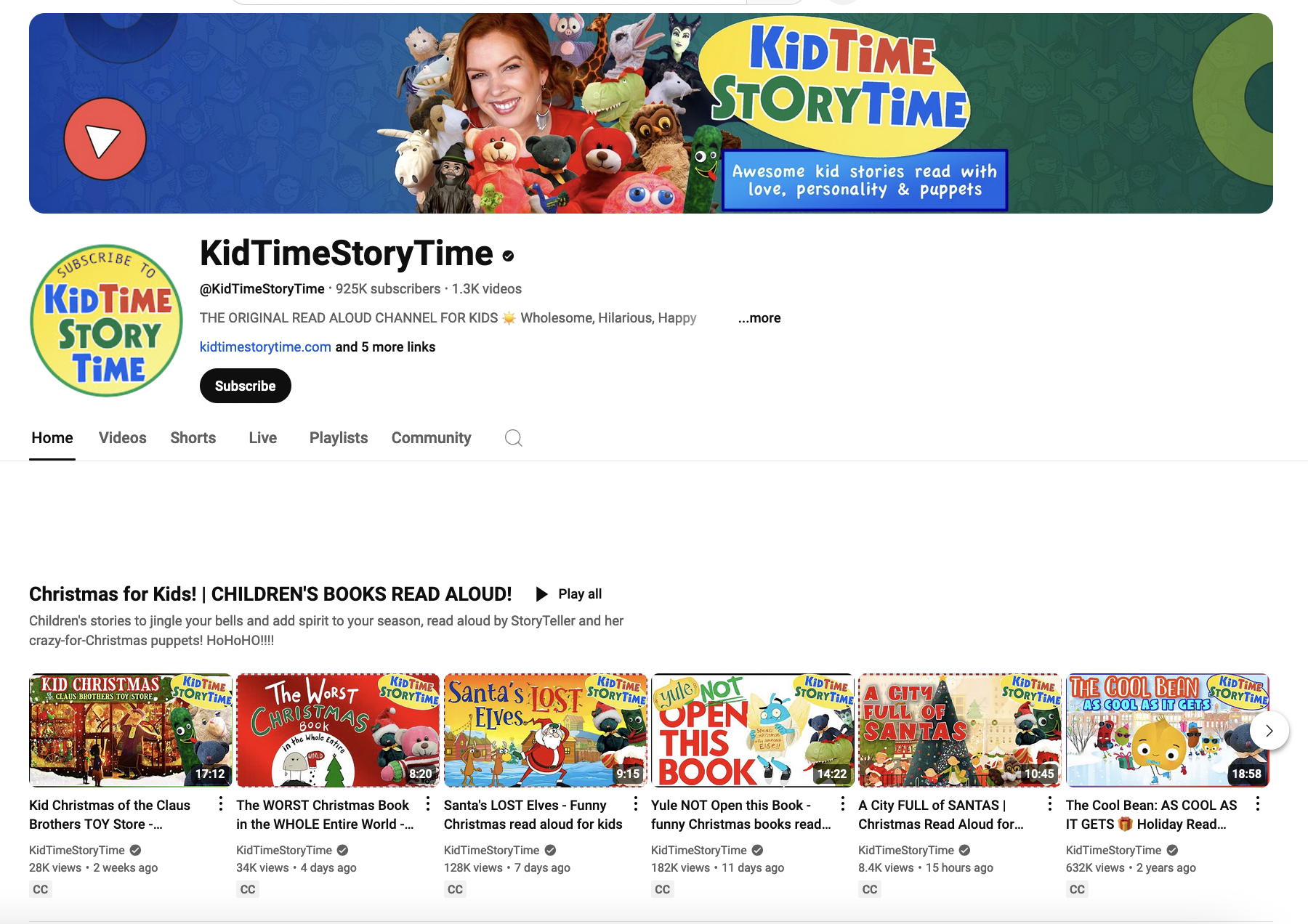 KidTimeStoryTime YouTube Channel