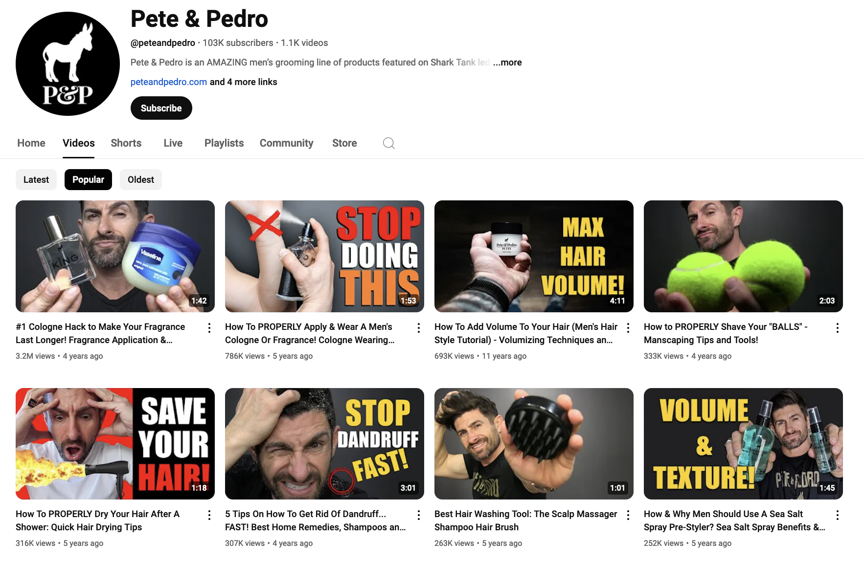 pete pedro YouTube Channel