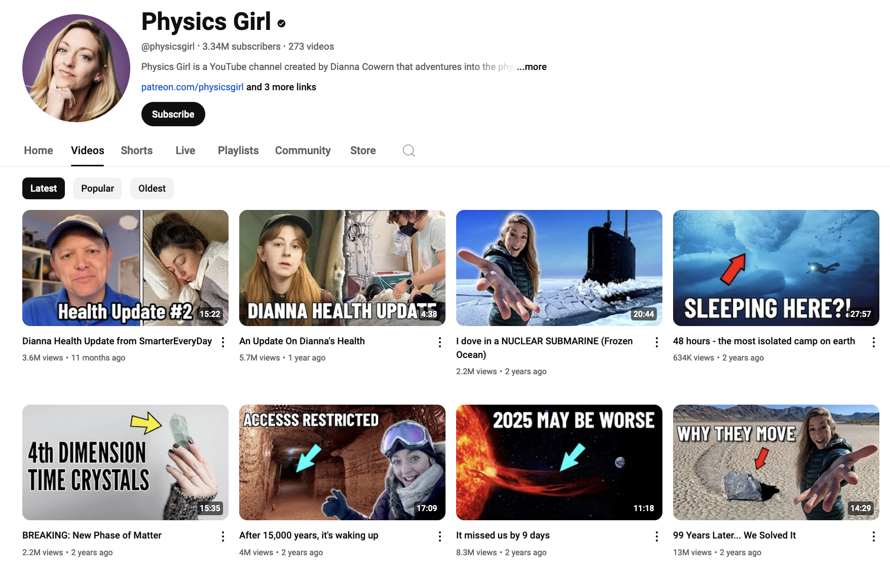 Physics Girl YouTube Channel