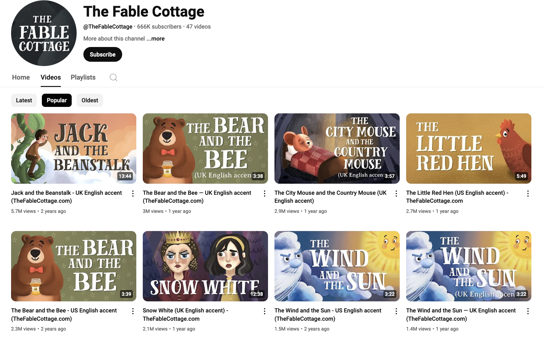 The Fable Cottage YouTube Channel